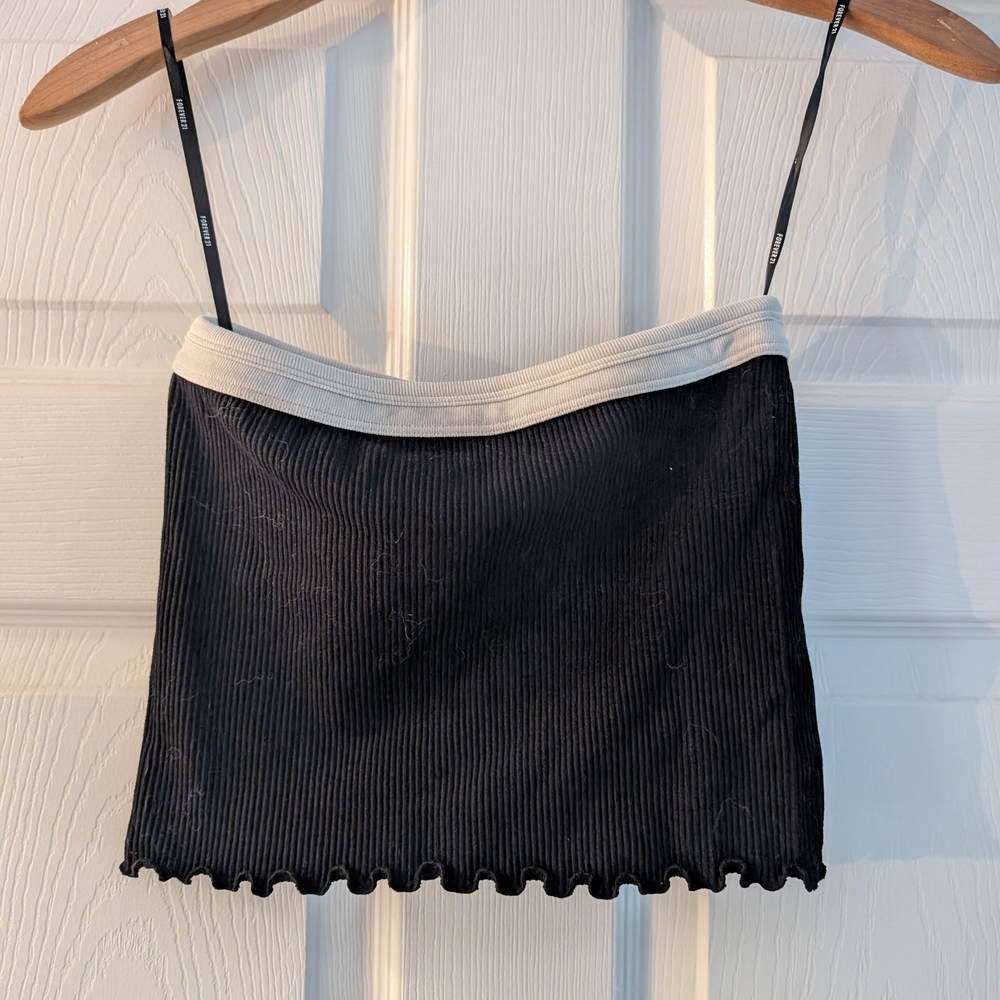 FOREVER 21 Black and White Ribbed Tube Top